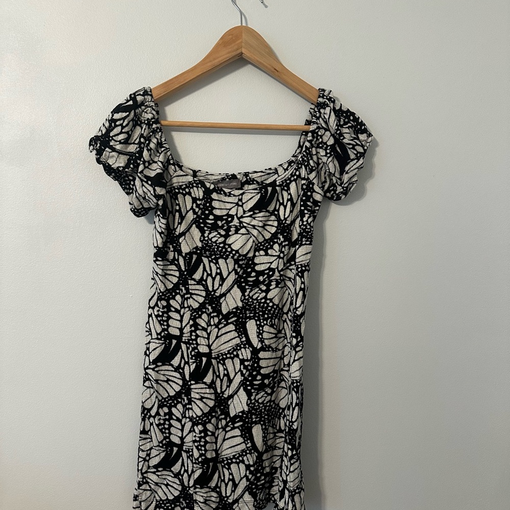 Urban Outfitters Black and White Puff Butterfly Tight Mini Sundress